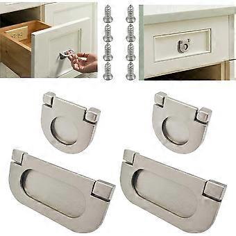 Set Mit 4 Unsichtbaren Silberfarbenen Edelstahlgriffen Für Schränke, Schubladen Und Kommoden – Inklusive Schrauben (35 Mm X 75 Mm) – Küchenschranktürgriffe