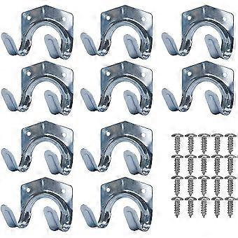 Set Mit 10 Metallhaken Zur Aufbewahrung, Werkzeughalter Aus Stahlblech, Doppelte U-förmige Wandhalterungen Für Gartengeräte, Garage, Schuppen, Lagerhalle, Bauernhof, Werkbank