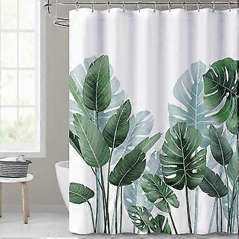 Duschvorhänge Fürs Badezimmer – Duftfreie Vorhänge Mit Tropischem Pflanzenmuster Auf Weißem Hintergrund Für Dusche Und Badewanne, 150 X 180 Cm (59 X 71 Zoll), Inklusive
