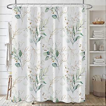 Duschvorhang 120 X 180 Cm Mit Eukalyptusblattmuster, Botanischer Duschvorhang Mit Grünen Blättern, Wasserdichter Und Schimmelresistenter Polyester-badevorhang