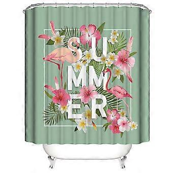 Duschvorhang Mit Flamingo-motiv, 180 X 180 Cm, Blumen-duschvorhang, Wasserdichter Polyester-duschvorhang Mit 12 Haken Zur Dekoration