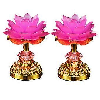 Set Aus 2 Lotusförmigen Led-buddhistenlampen, Netz- Oder Batteriebetrieben, Europäischer Stecker.