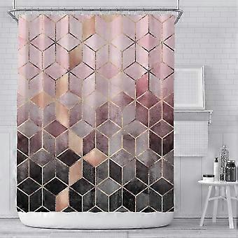 Stoffduschvorhang 180x180cm, Rosa Marmormuster, Modernes Geometrisches Gitter, Rosa- Und Grautöne, Beschwert, Wasserdicht Und Waschbar.