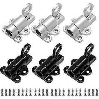 Automatisches Türschloss, Set Mit 6 Aluminium-tür- Und Fensterschlössern, Kleiner Dicker Riegel Mit Schraube Und Feder, Sicherheitsring.