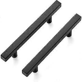 Set Mit 10 Quadratischen, 15 Cm (6 Zoll) Großen, Mattschwarzen Edelstahlgriffen Für Küchenschubladen. Länge: 15 Cm (6 Zoll), Mittenabstand: 9,5 Cm (3-3/4 Zoll).