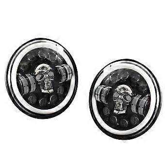 Runder Led-scheinwerfer In Totenkopfform, 7 Zoll, Für Jeep Wrangler Jk Tj Lj Cj Und Humber H.