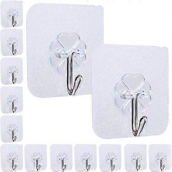 Packung Mit 14 Selbstklebenden Sztxj-haken, Wasserabweisend Und Extrem Widerstandsfähig (maximale Belastung: 10 Kg), Transparent Und Nahtlos, Für Bad, Küche Und Wohnzimmer.