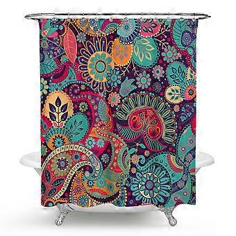 Runder Duschvorhang Mit Floralem, Geometrischem Mandala-muster Im Retro-stil, Inklusive Haken, 150 X 180 Cm