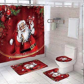 Set Mit 4 Weihnachtlichen Duschvorhängen Inklusive Antirutschmatten (stil 2)