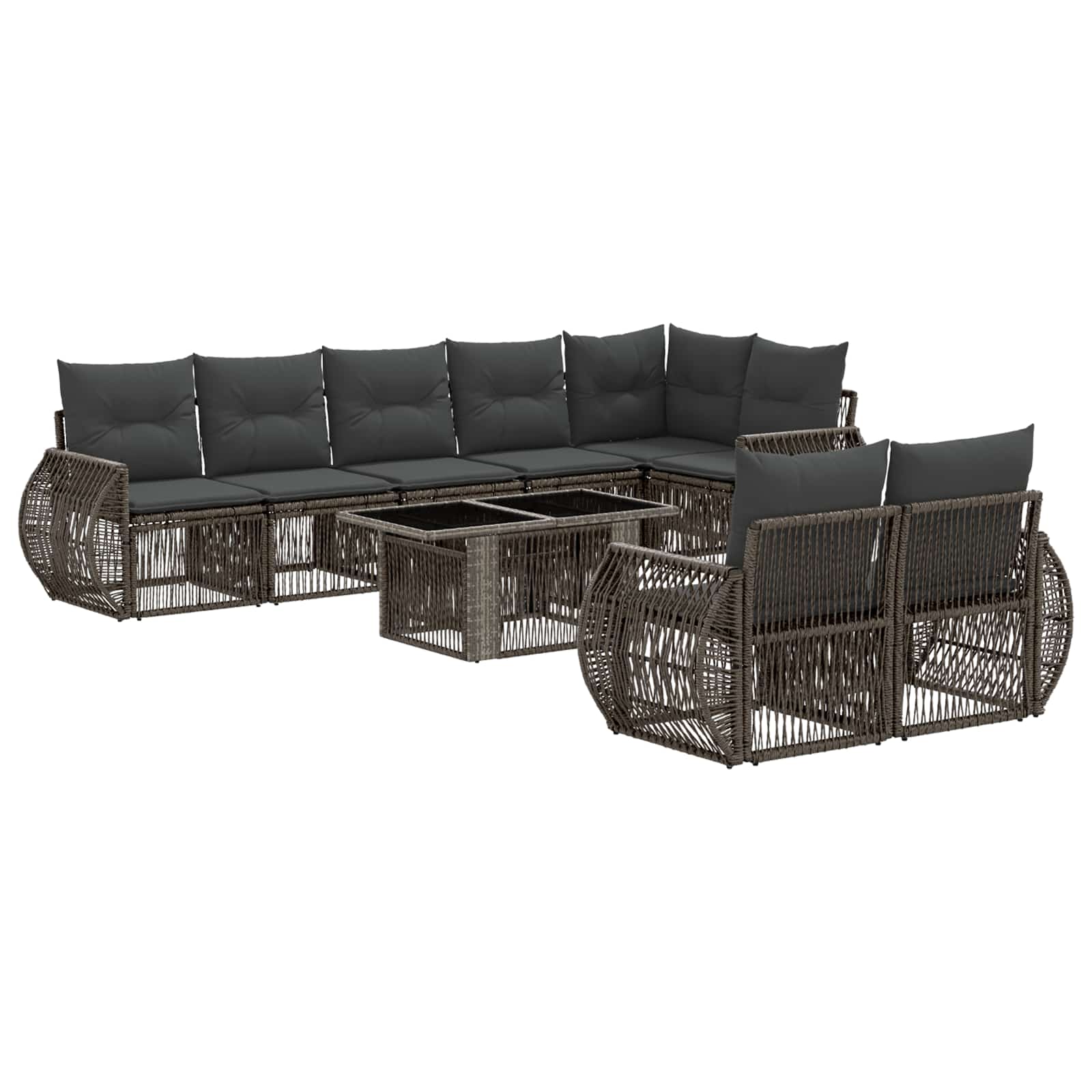 Gartensofa-set 9 Stk. Grau Und Dunkelgrau Poly-rattan Vidaxl
