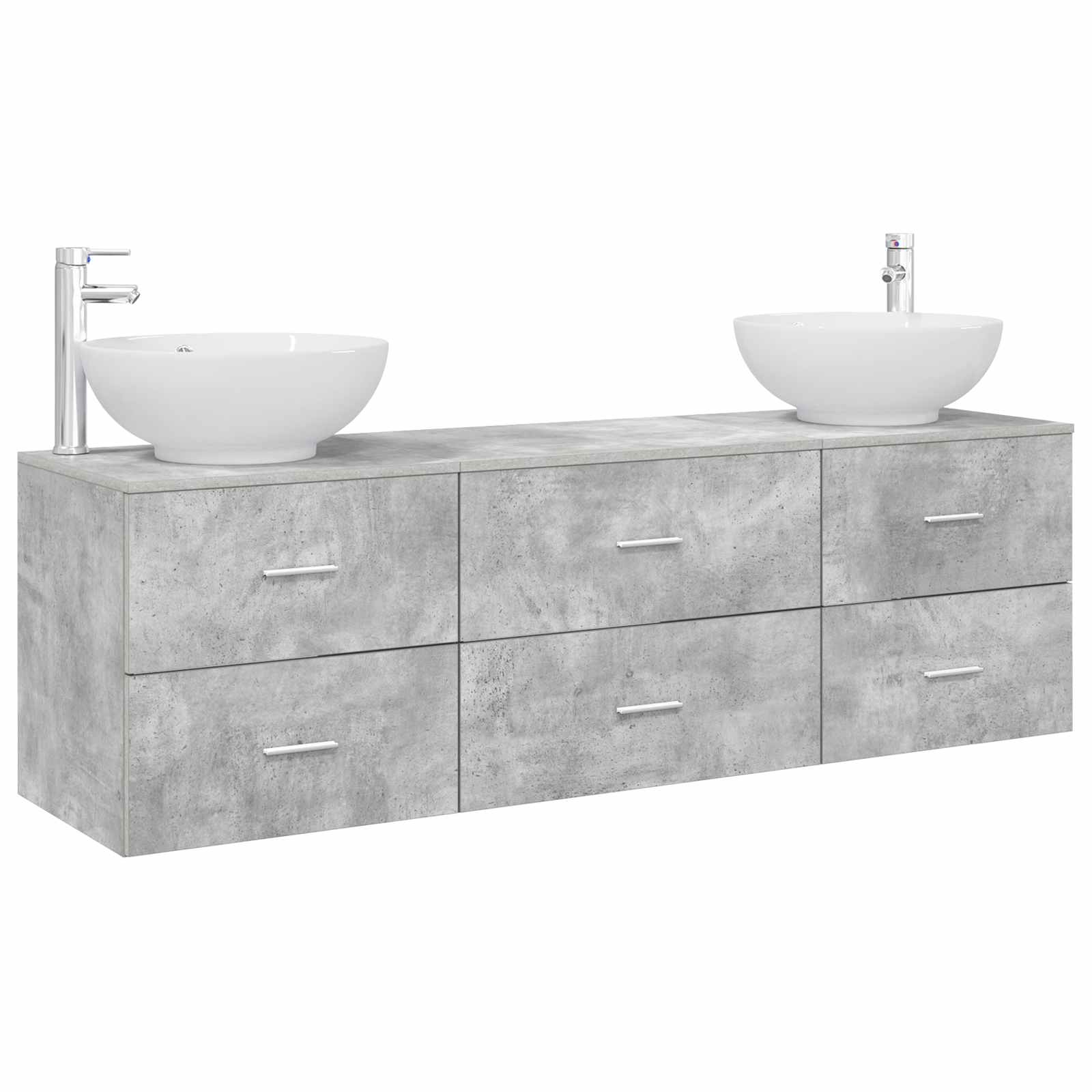 Badezimmermöbel-set 3 Stk. Betongrau 49,5 X 44,5 X 65 Cm Vidaxl