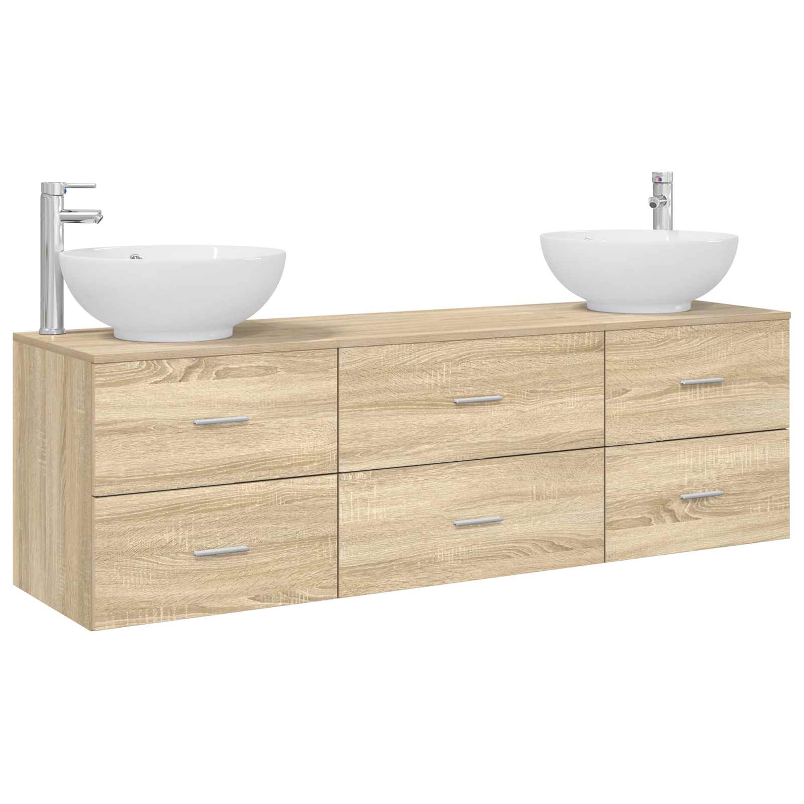Badezimmermöbel-set 3 Stk. Sonoma-eiche 49,5 X 44,5 X 65 Cm Vidaxl