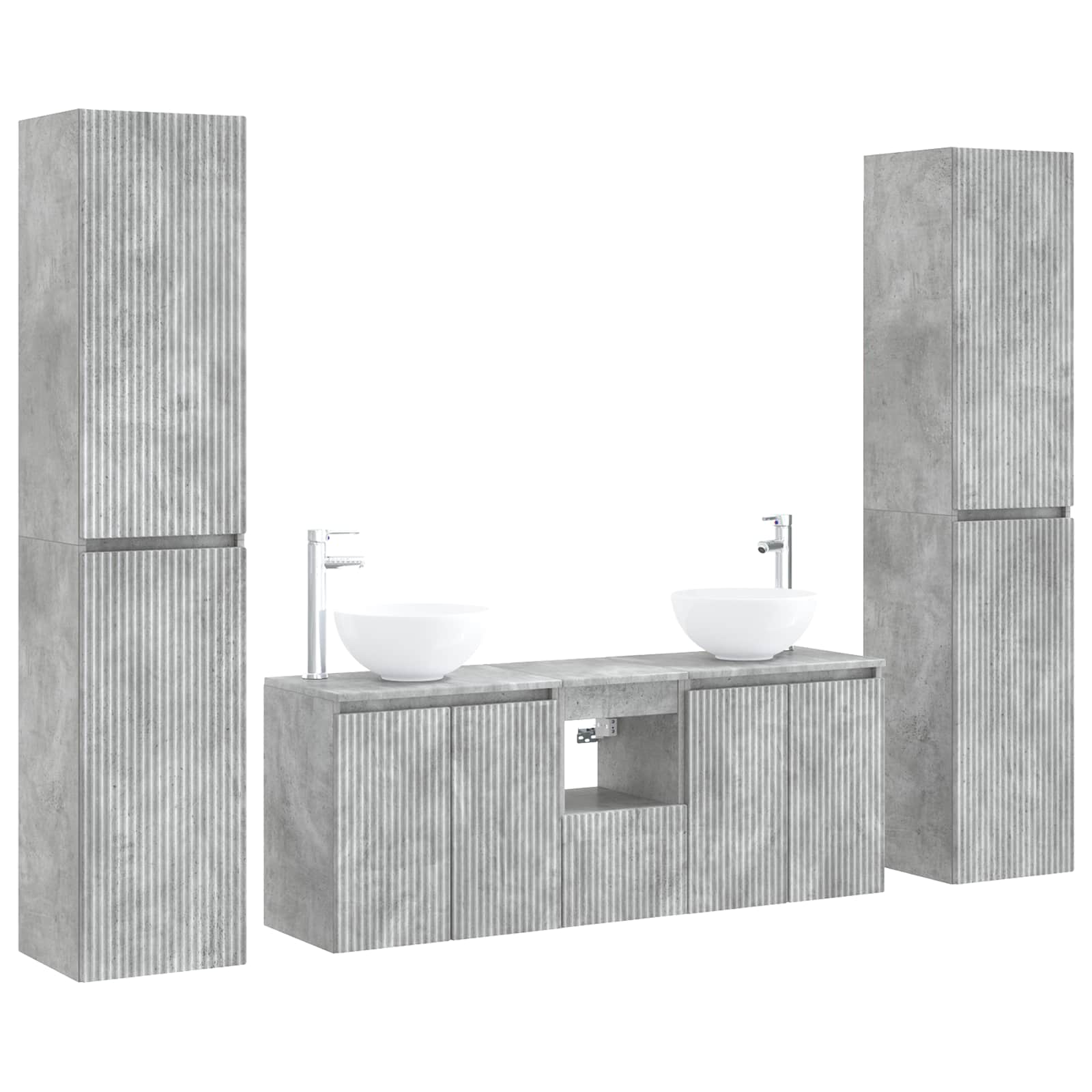 Badezimmermöbel-set 5 Stk. Betongrau 33 X 34,5 X 160 Cm Vidaxl