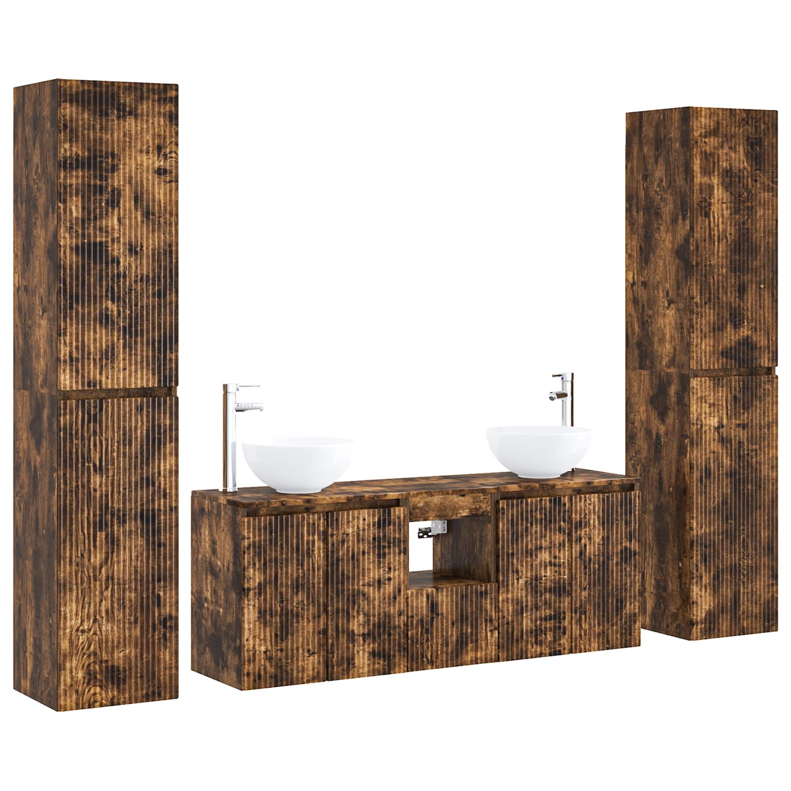 Badezimmermöbel-set 5 Stk. Geräucherte Eiche 33 X 34,5 X 160 Cm Vidaxl