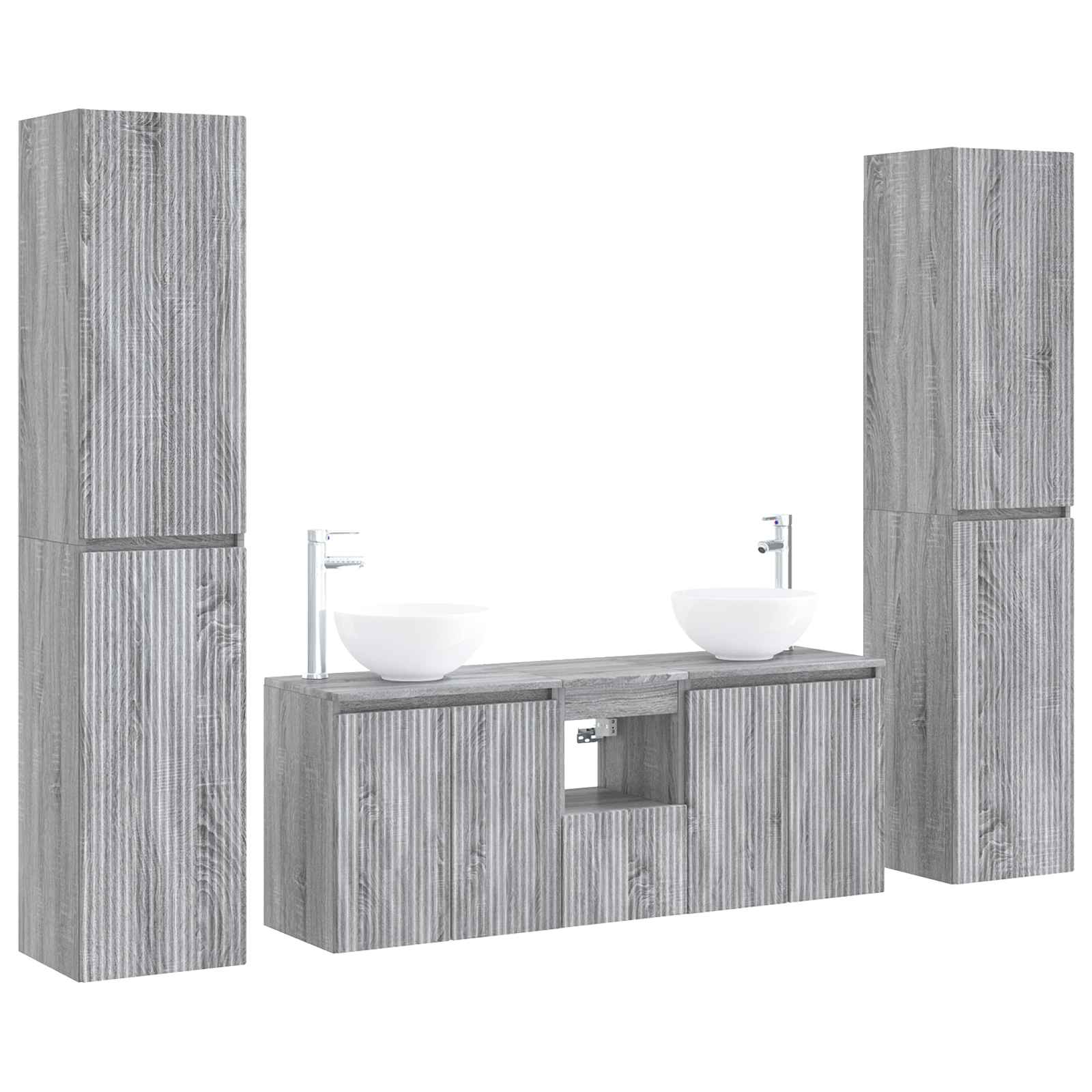 Badezimmermöbel-set 5 Stk. Grau Sonoma 33 X 34,5 X 160 Cm Vidaxl