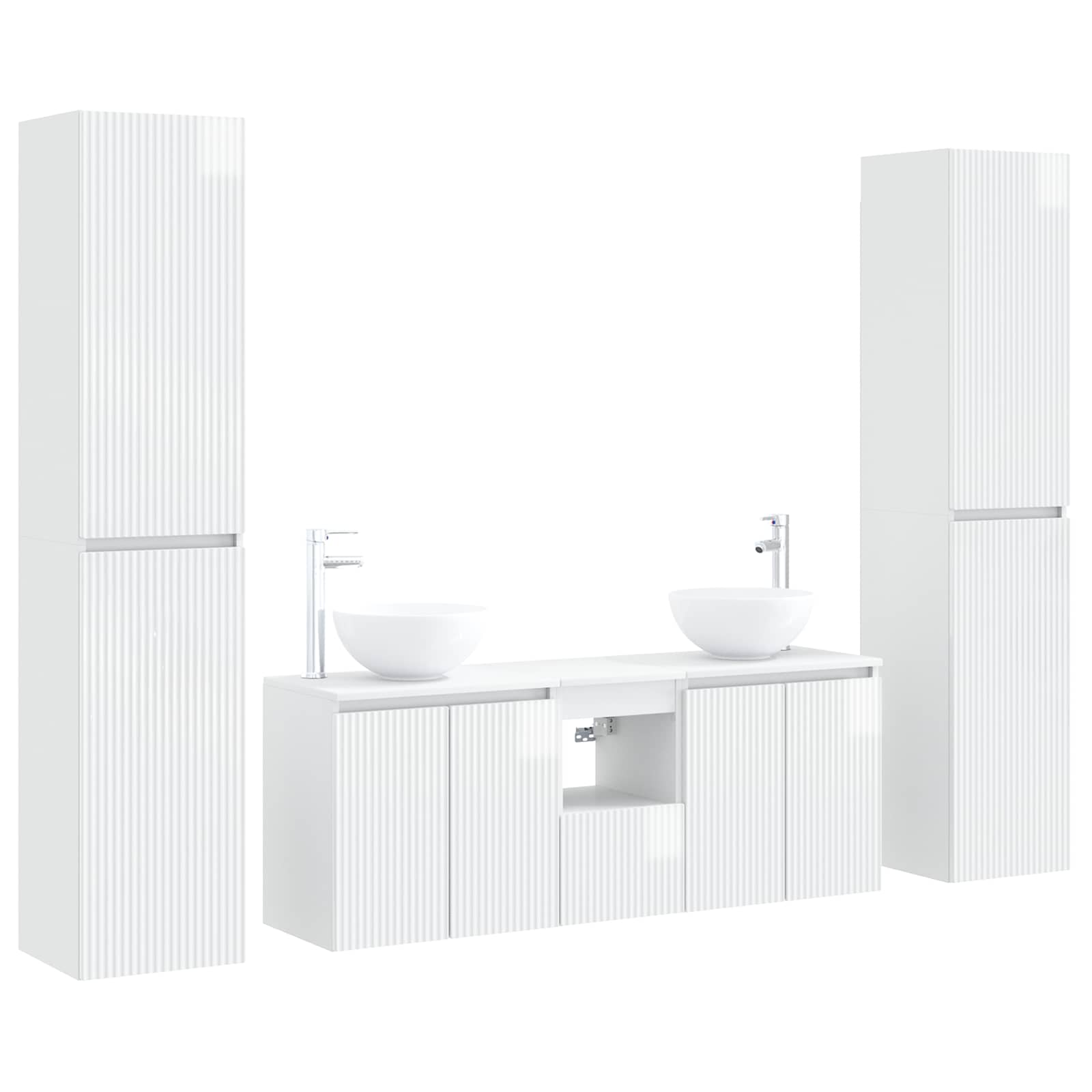 Badezimmermöbel-set 5 Stk. Hochglanz Weiß 33 X 34,5 X 160 Cm Vidaxl