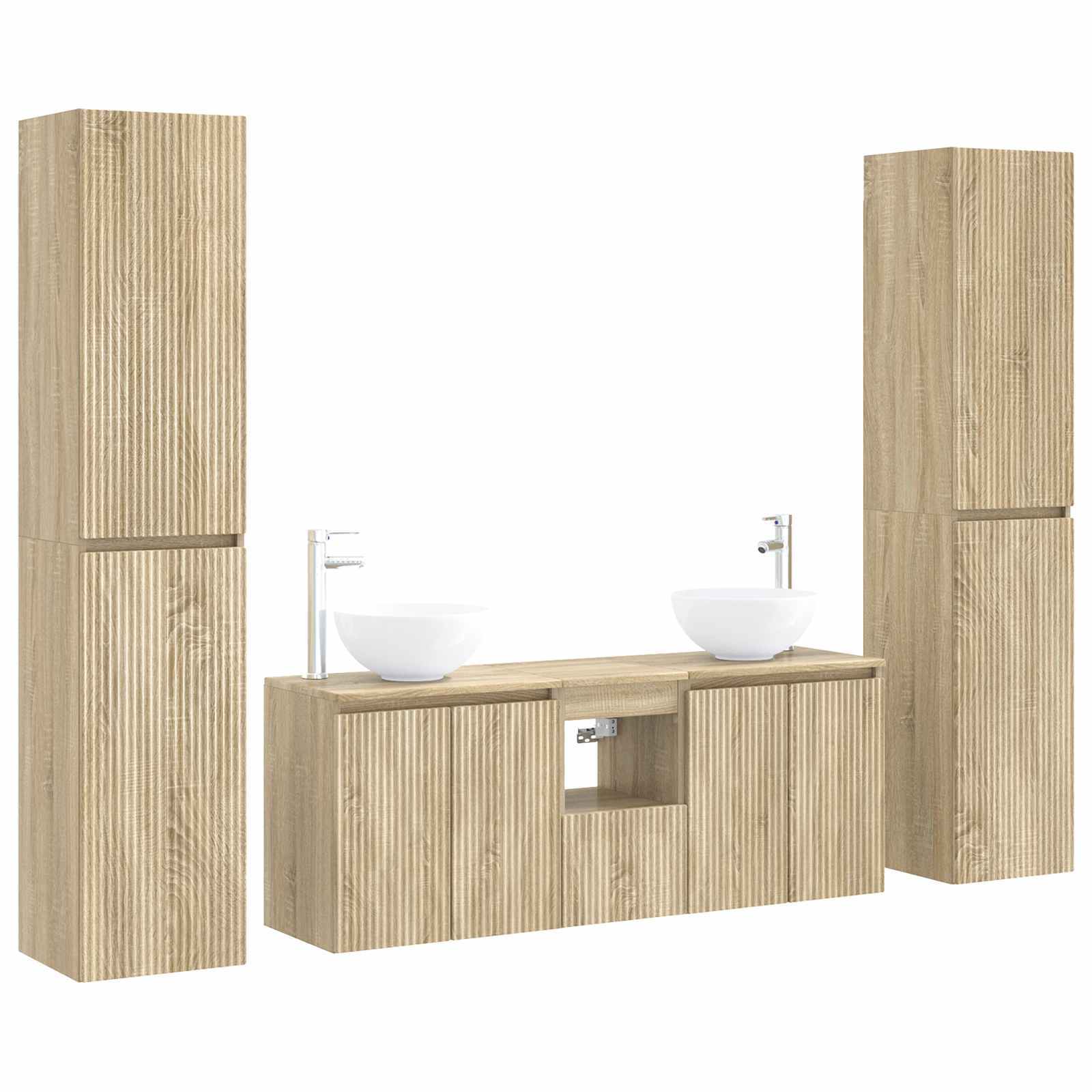 Badezimmermöbel-set 5 Stk. Sonoma-eiche 33 X 34,5 X 160 Cm Vidaxl