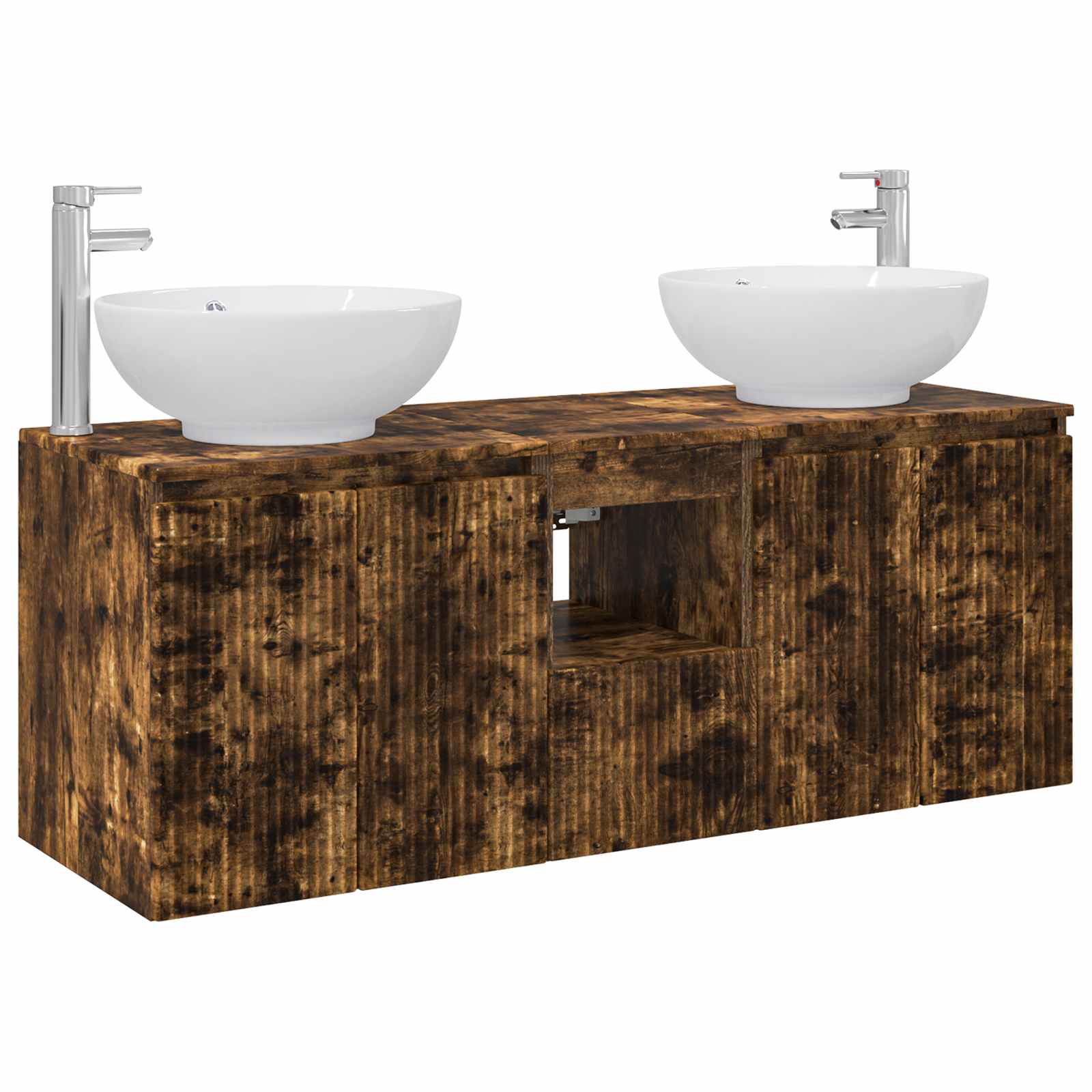 Badezimmerschrank-set 3 Stk. Geräucherte Eiche Vidaxl