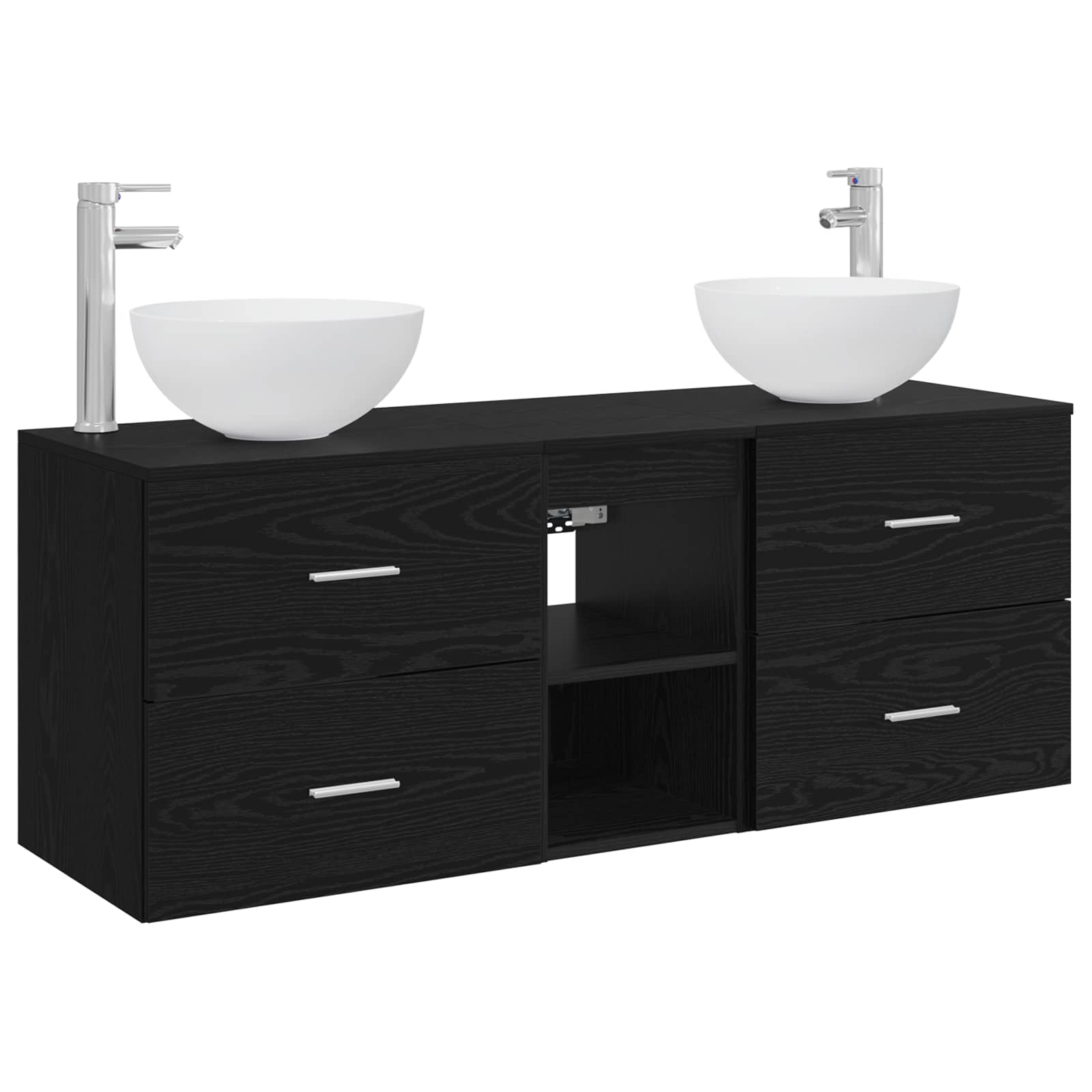 Badezimmerschrank-set 3 Stk. Schwarze Eiche 49,5 X 41 X 64,5 Cm Vidaxl
