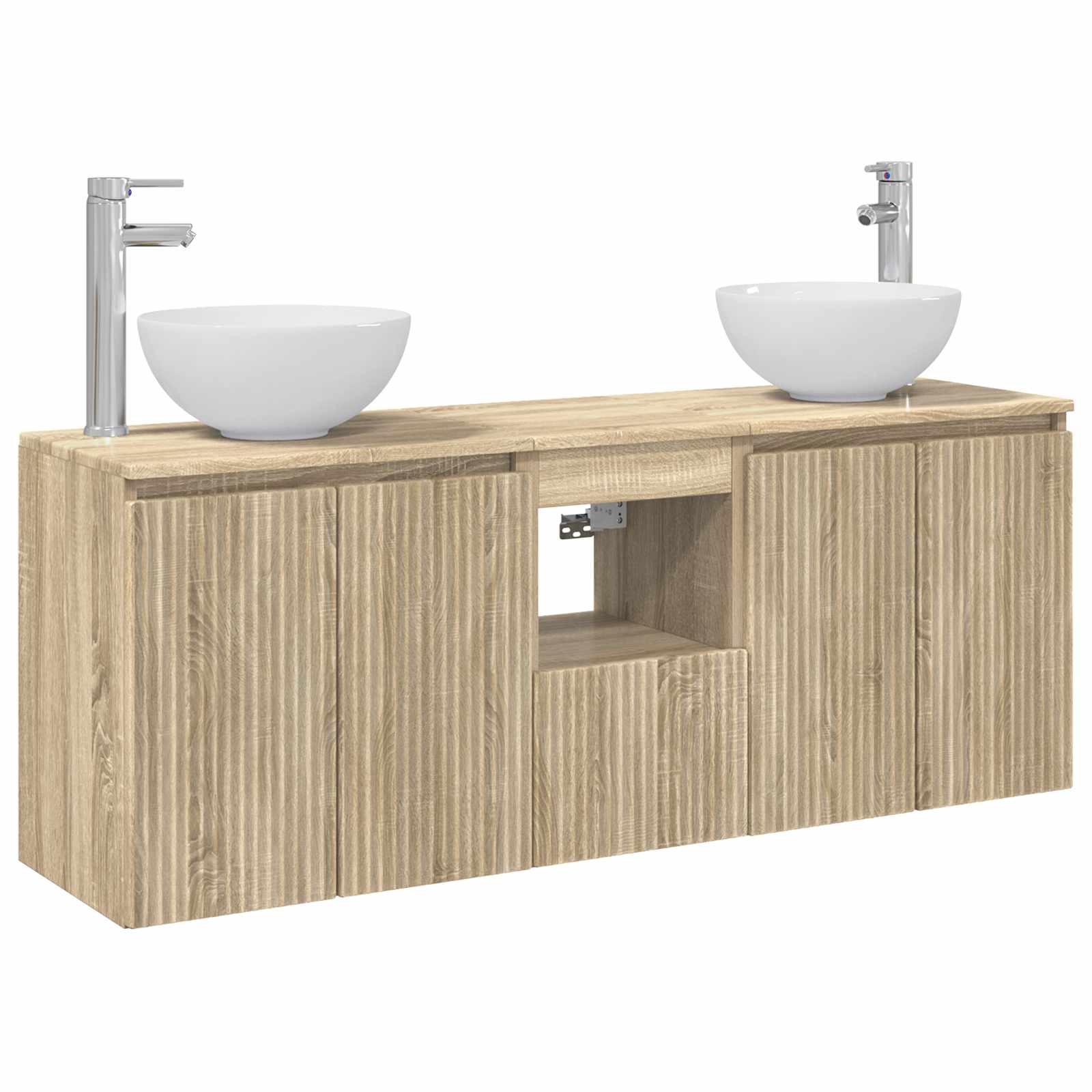 Badezimmerschrank-set 3 Stk. Sonoma-eiche 49,5 X 41 X 64,5 Cm Vidaxl