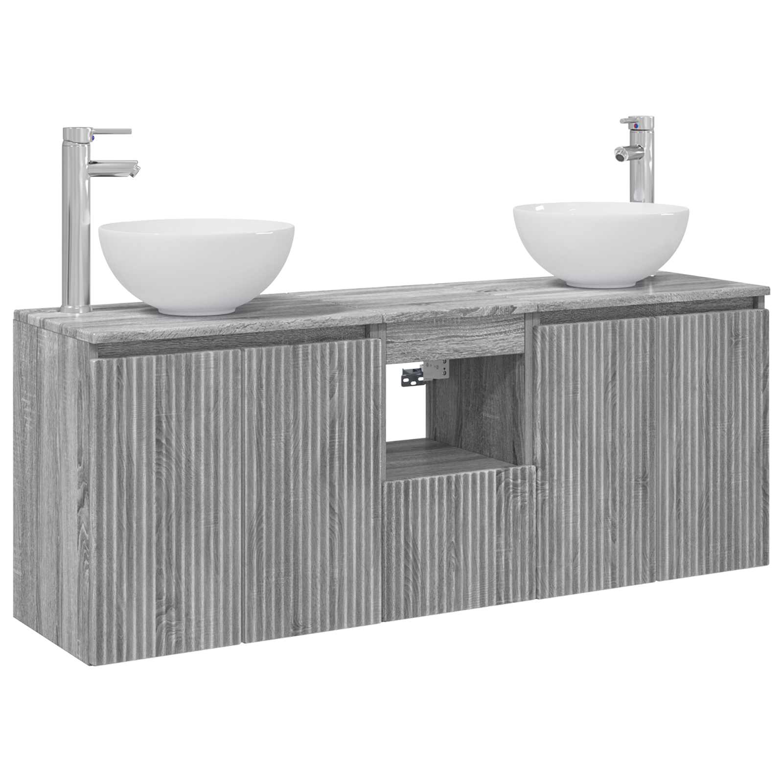 Badezimmerschrank-set 3 Stk. Grau Sonoma 49,5 X 41 X 64,5 Cm Vidaxl