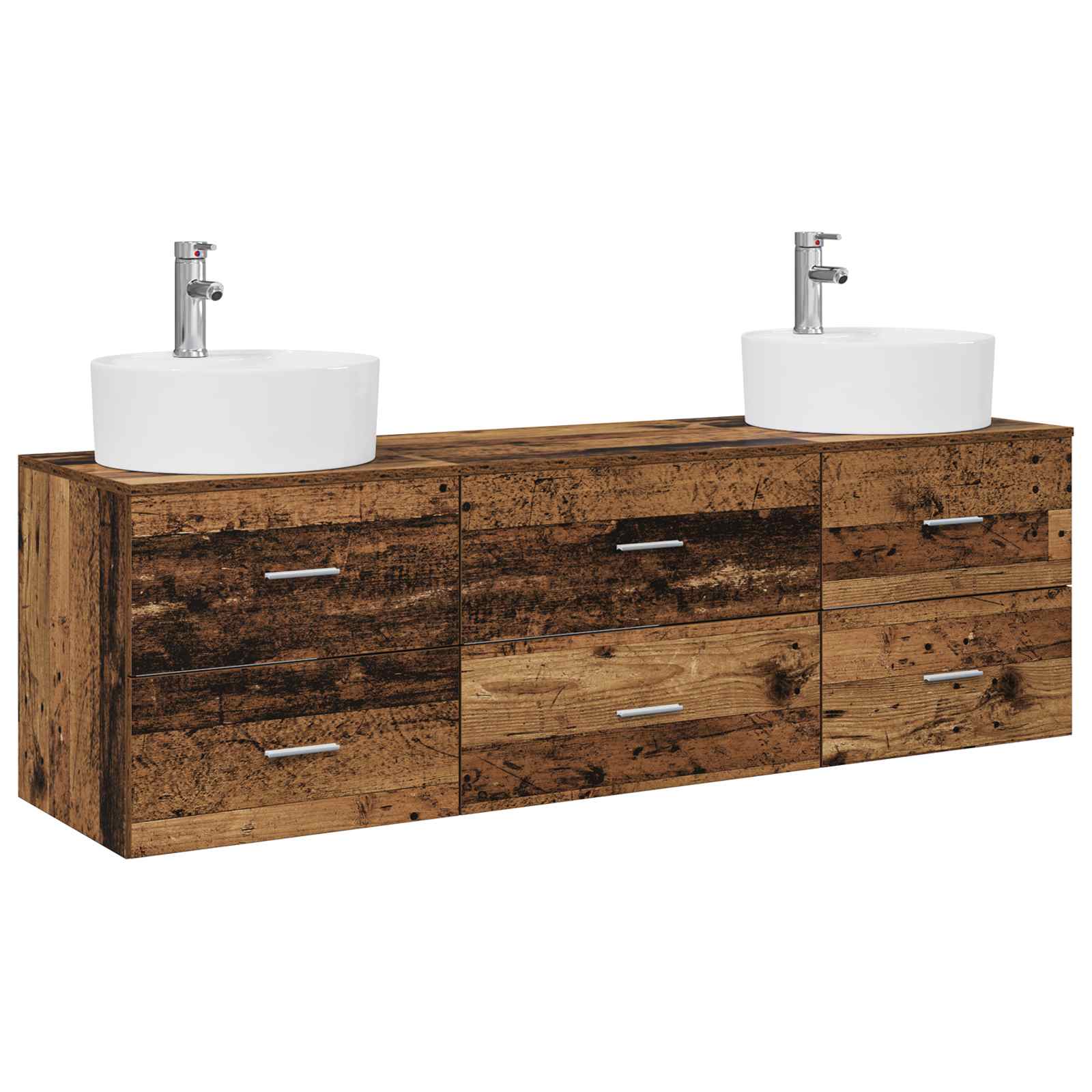 Badezimmerschrank-set 3 Stk. Altholz 62,5 X 44,5 X 50 Cm Vidaxl