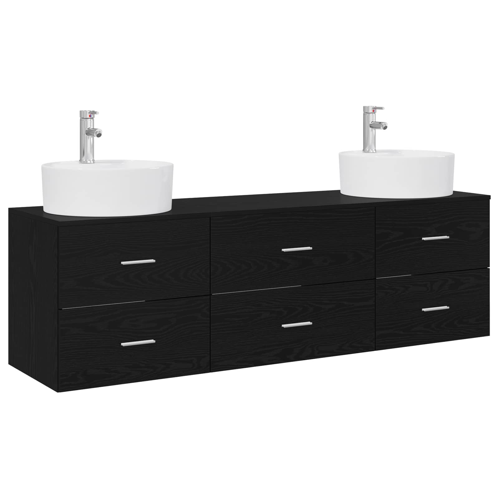 Badezimmerschrank-set 3 Stk. Schwarz 62,5 X 44,5 X 50 Cm Vidaxl