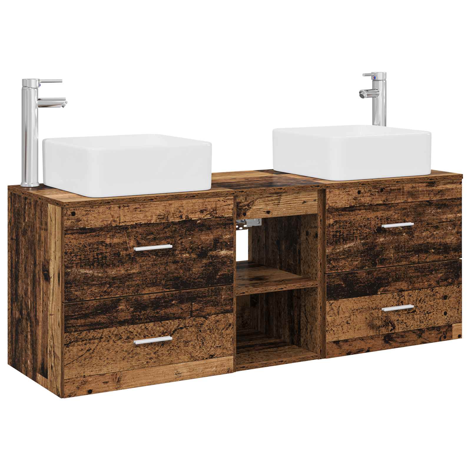 Badezimmerschrank-set 3 Stk. Altholz 49,5 X 41 X 63 Cm Vidaxl
