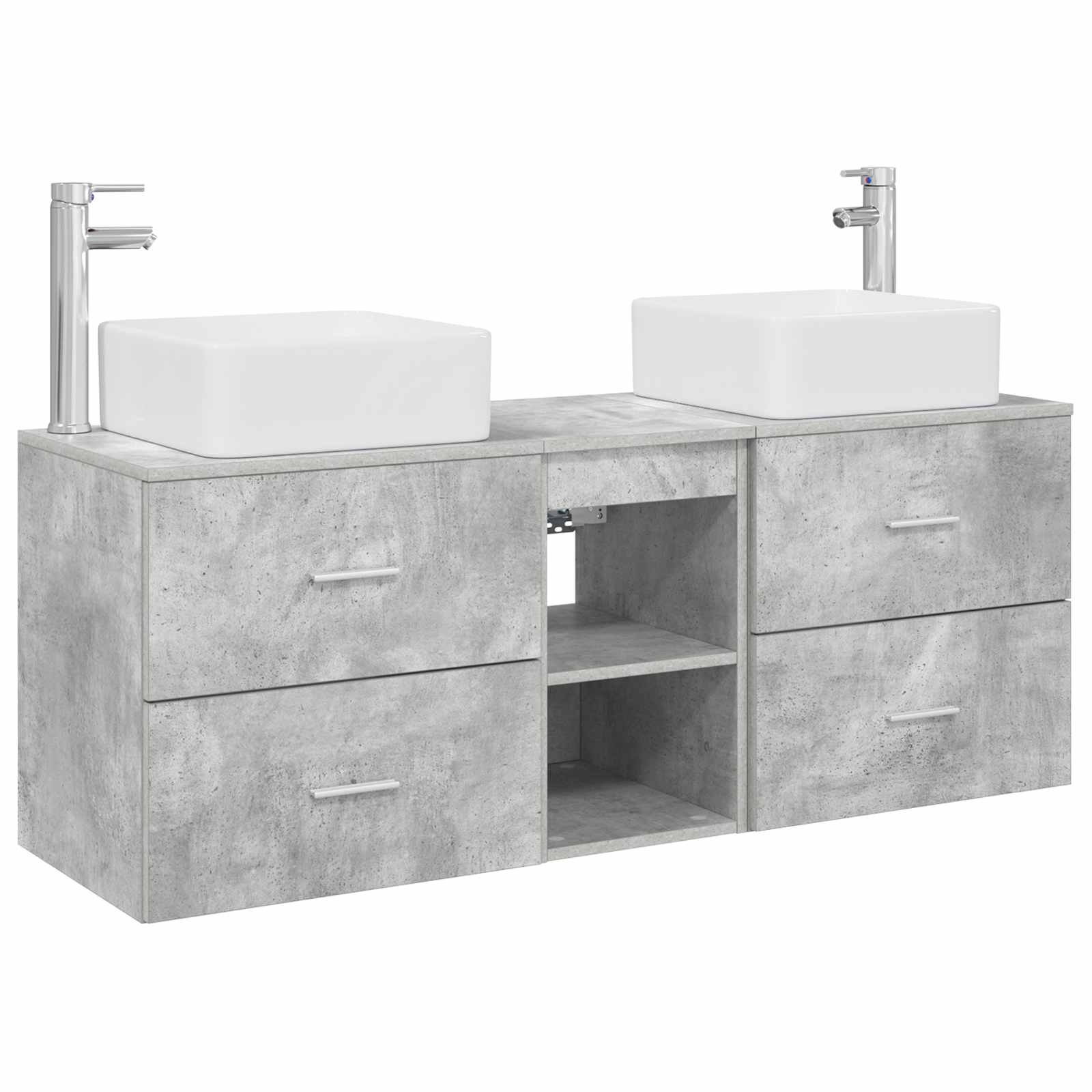 Badezimmerschrank-set 3 Stk. Betongrau 49,5 X 41 X 63 Cm Vidaxl