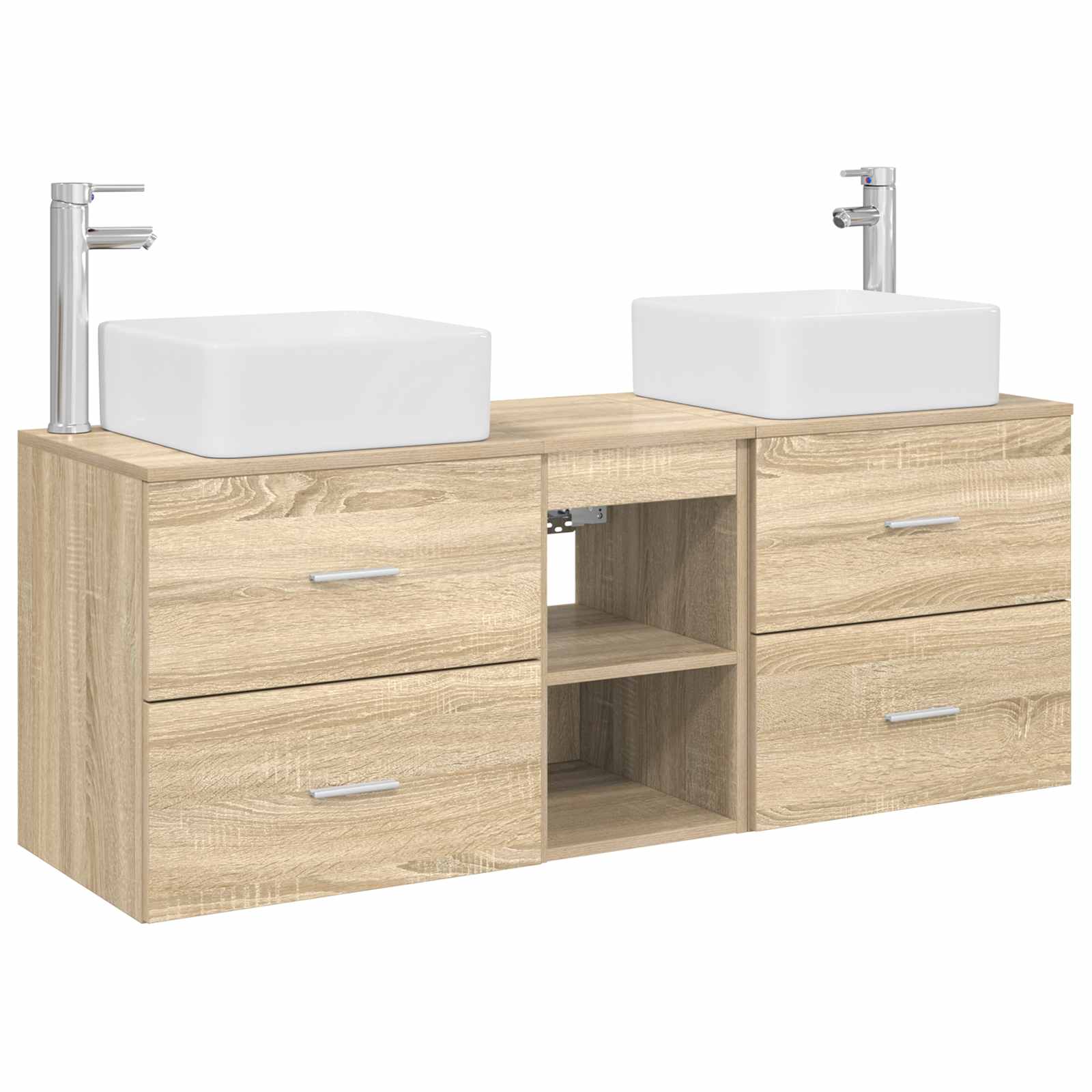 Badezimmerschrank-set 3 Stk. Sonoma-eiche 49,5 X 41 X 63 Cm Vidaxl
