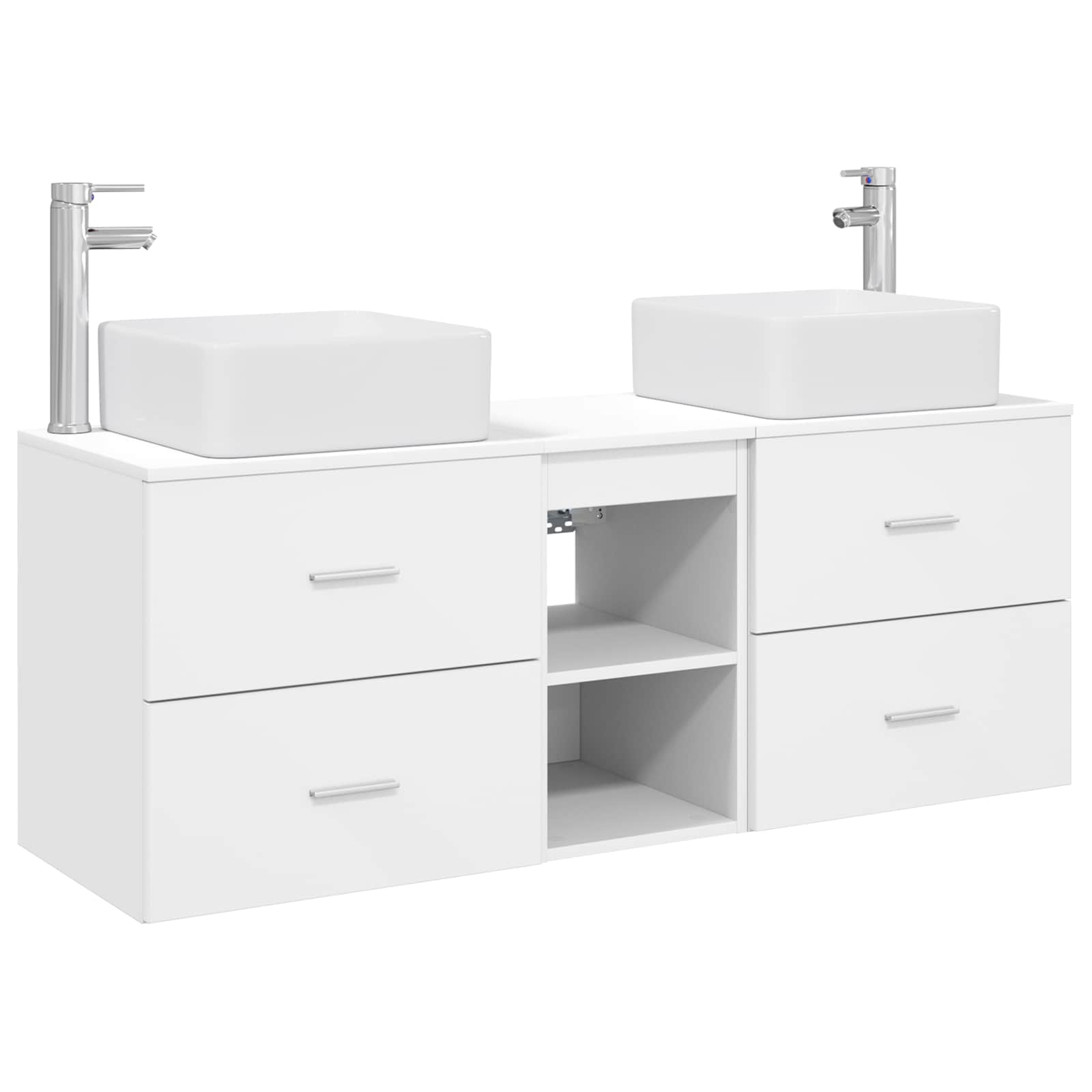 Badezimmerschrank-set 3 Stk. Weiß 49,5 X 41 X 63 Cm Vidaxl