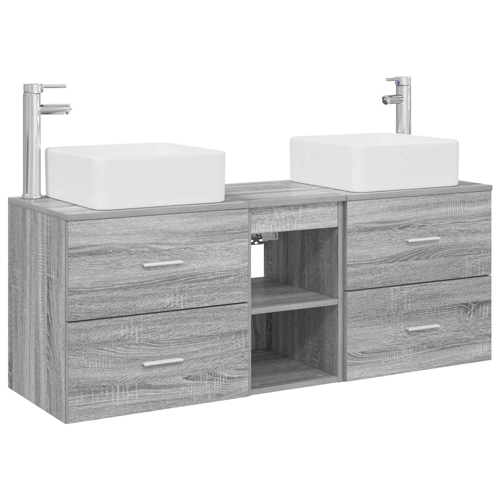 Badezimmerschrank-set 3 Stk. Grau Sonoma 49,5 X 41 X 63 Cm Vidaxl