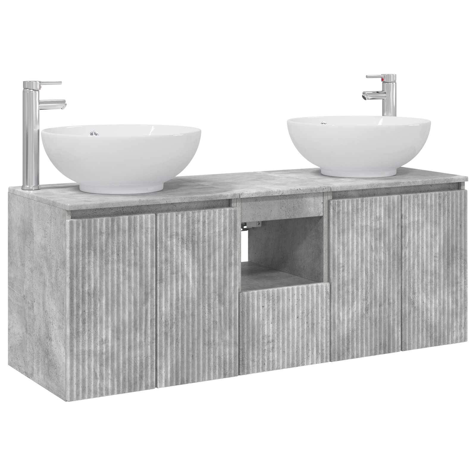Badezimmerschrank-set 3 Stk. Betongrau 49,5 X 44,5 X 65 Cm Vidaxl