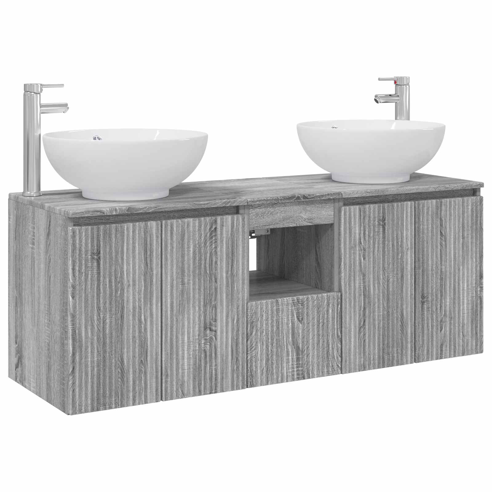 Badezimmerschrank-set 3 Stk. Grau Sonoma 49,5 X 44,5 X 65 Cm Vidaxl