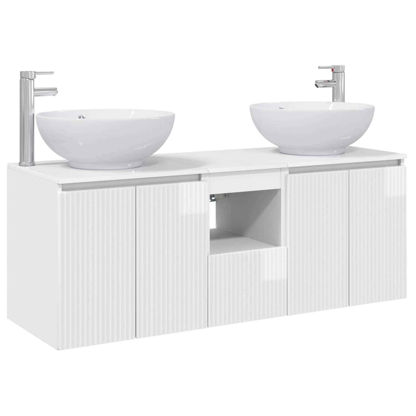 Badezimmerschrank-set 3 Stk. Hochglanz Weiß 49,5 X 44,5 X 65 Cm Vidaxl