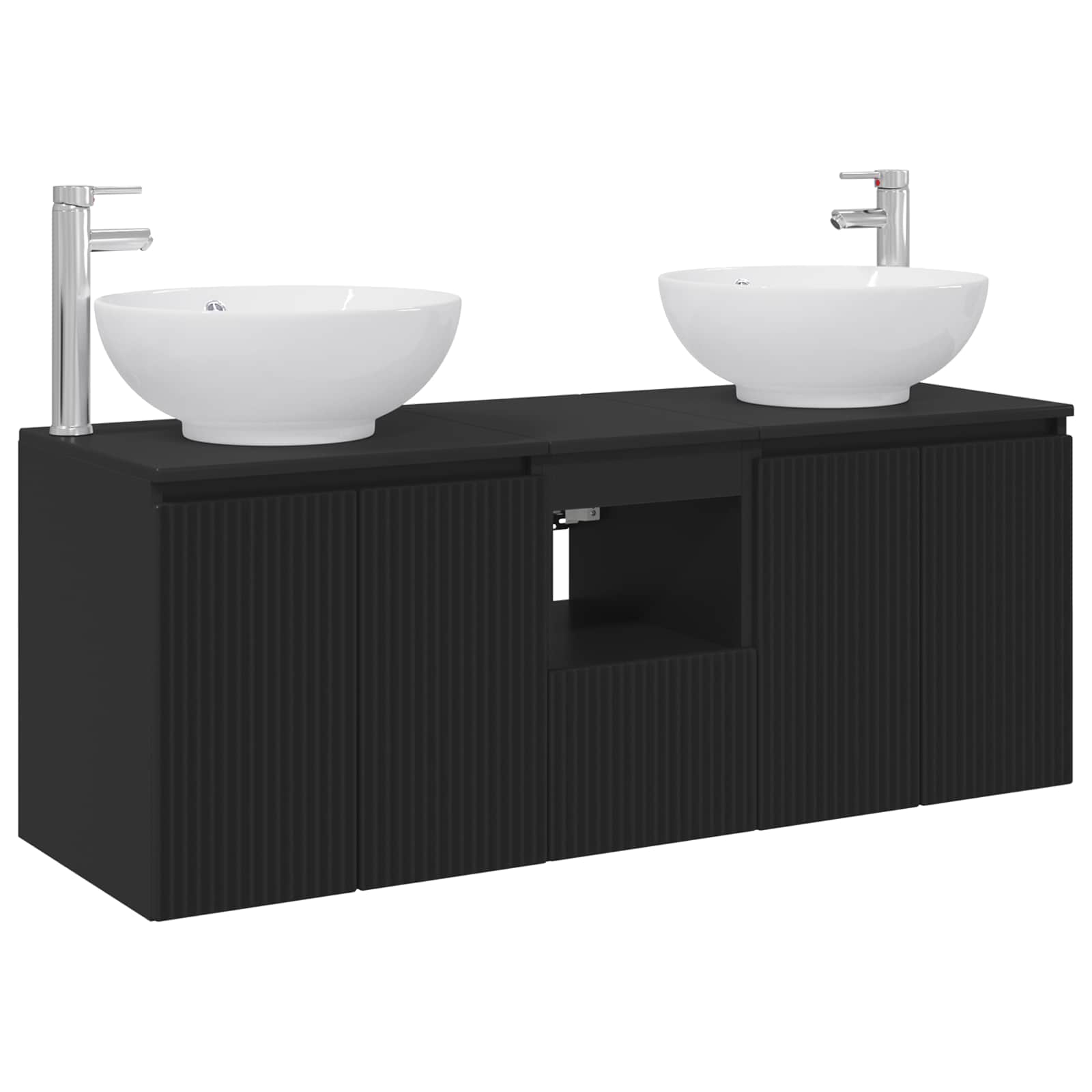 Badezimmerschrank-set 3 Stk. Schwarz 49,5 X 44,5 X 65 Cm Vidaxl