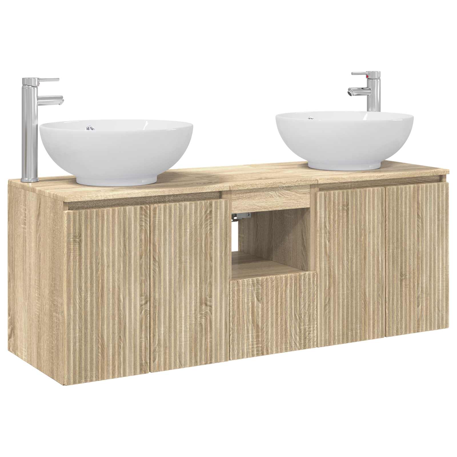 Badezimmerschrank-set 3 Stk. Sonoma-eiche 49,5 X 44,5 X 65 Cm Vidaxl