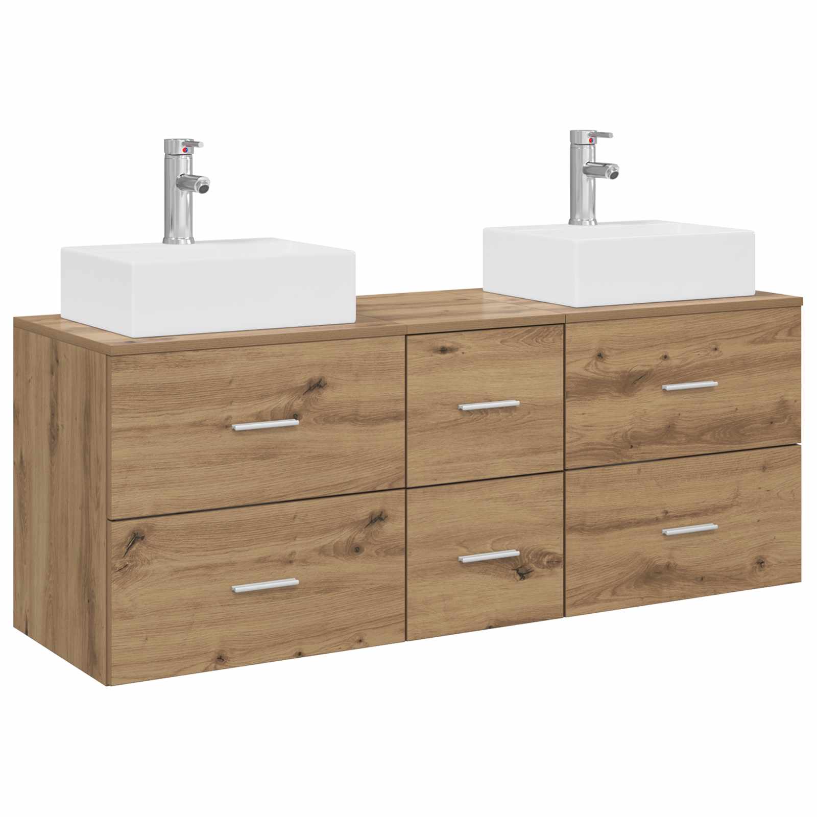 Badezimmerschrank-set 3 Stk. Artisan-eiche 49,5 X 41 X 62,5 Cm Vidaxl