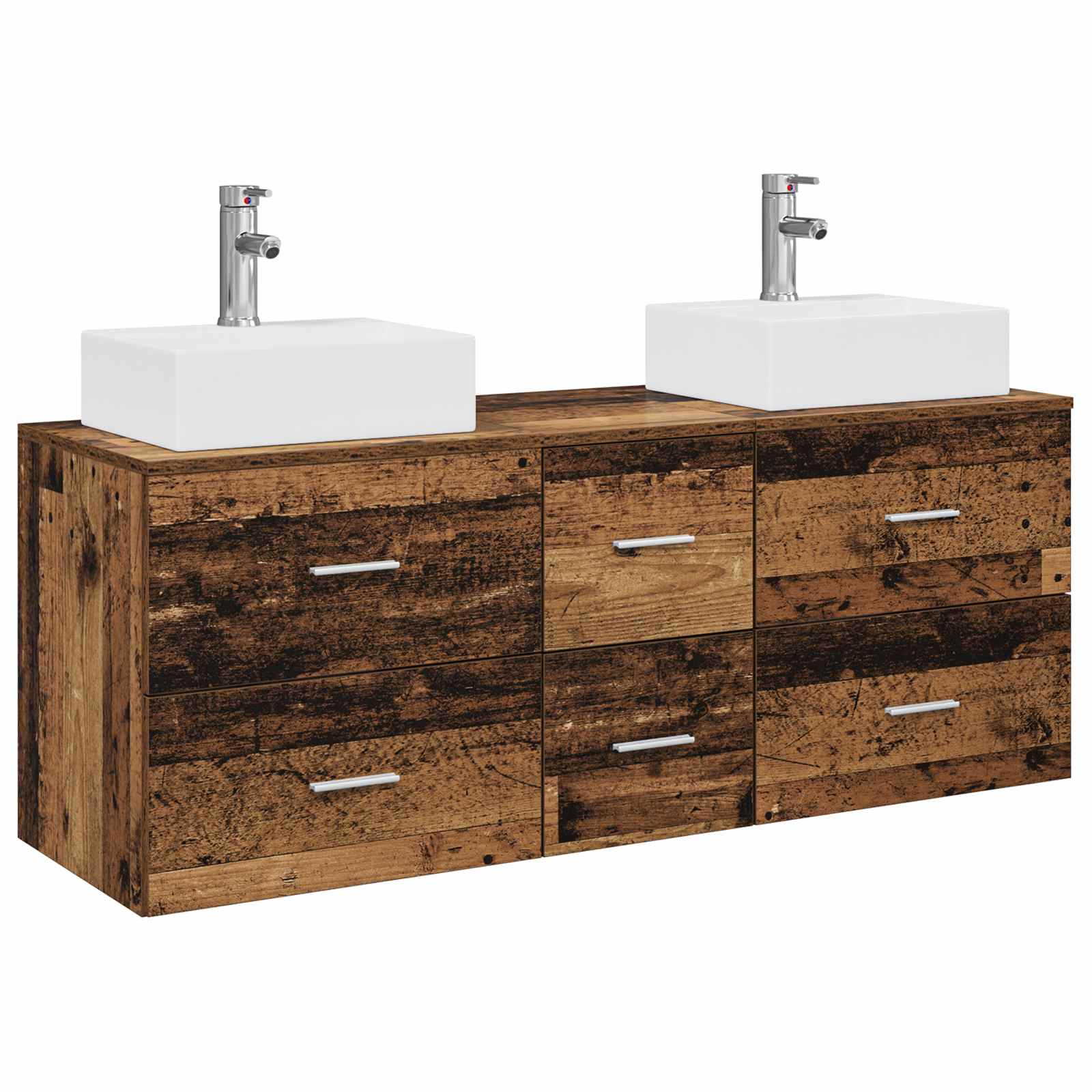 Badezimmerschrank-set 3 Stk. Altholz 49,5 X 41 X 62,5 Cm Vidaxl