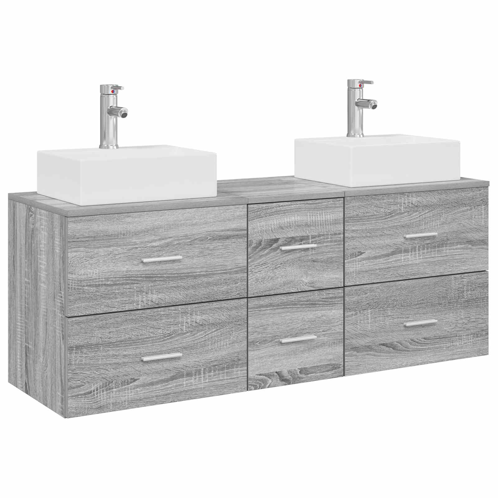 Badezimmerschrank-set 3 Stk. Grau Sonoma 49,5 X 41 X 62,5 Cm Vidaxl