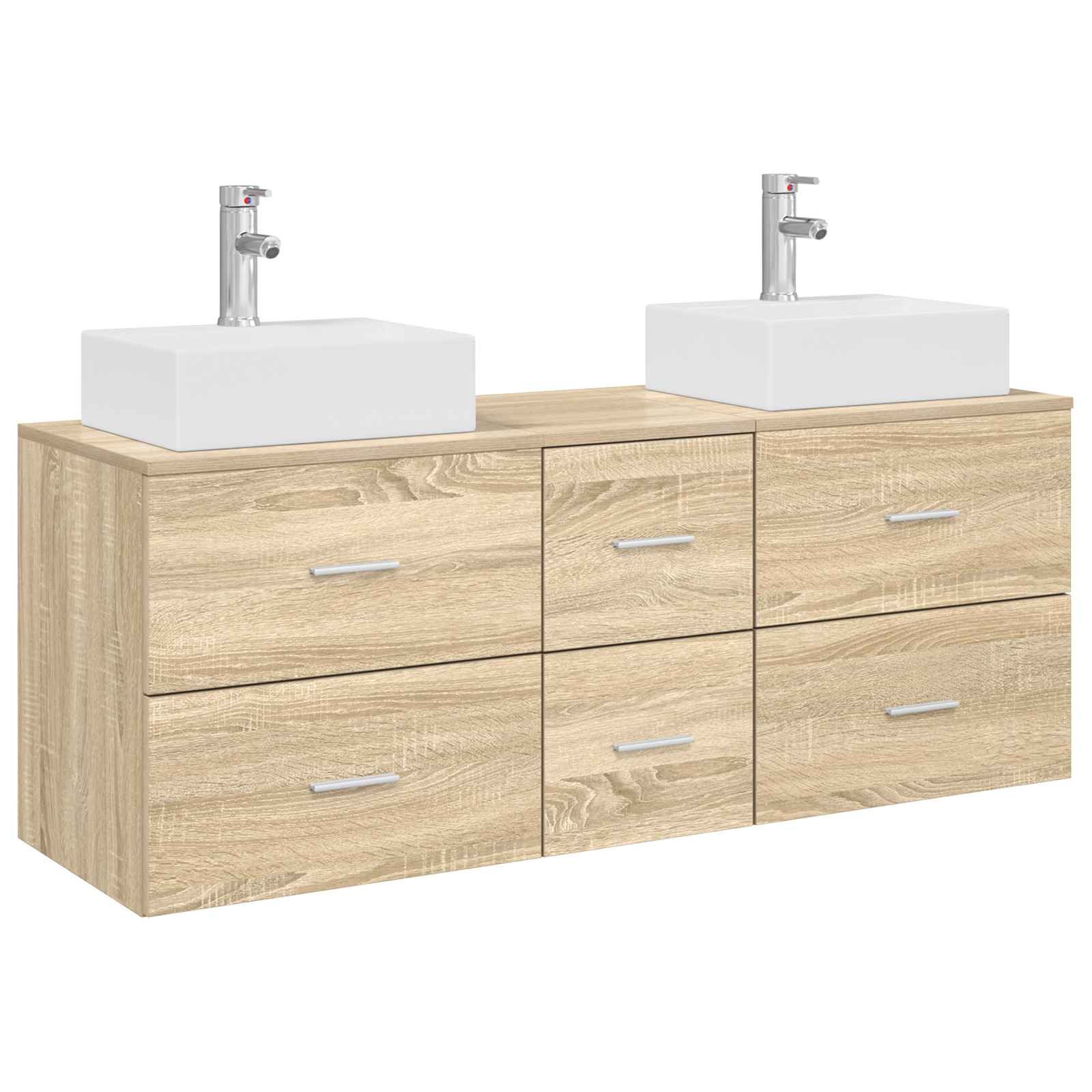 Badezimmerschrank-set 3 Stk. Sonoma-eiche 49,5 X 41 X 62,5 Cm Vidaxl