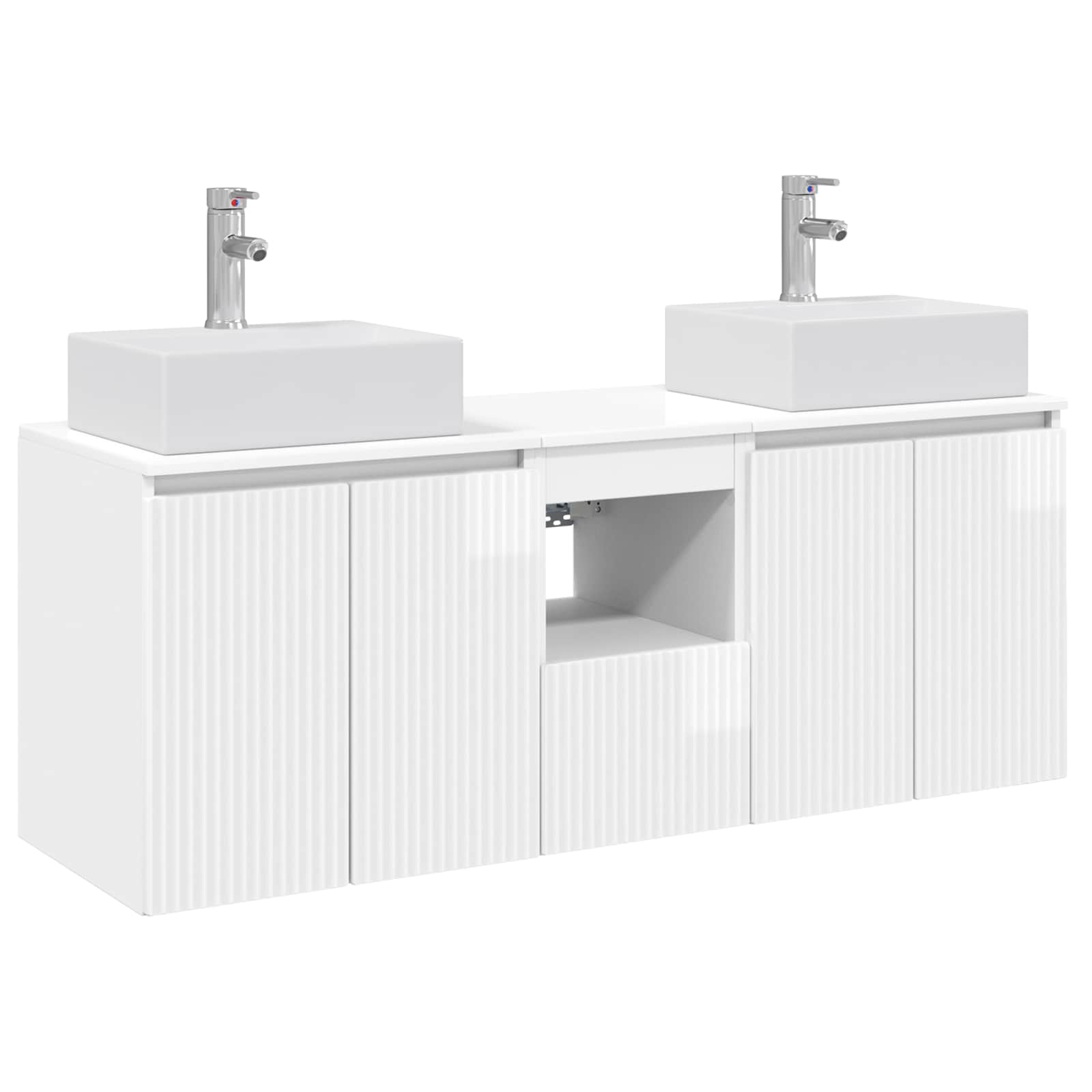 Badezimmerschrank-set 3 Stk. Hochglanz Weiß 49,5 X 41 X 62,5 Cm Vidaxl