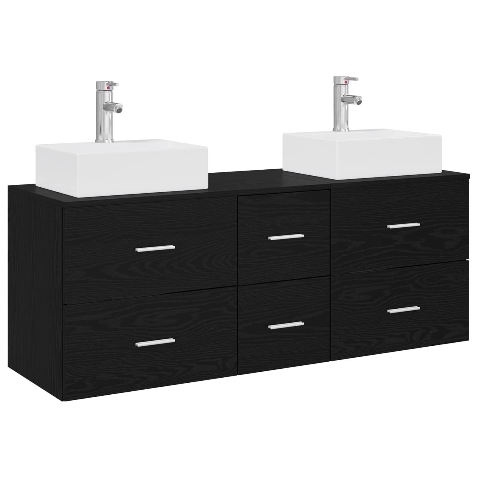 Badezimmerschrank-set 3 Stk. Schwarz 49,5 X 41 X 62,5 Cm Vidaxl