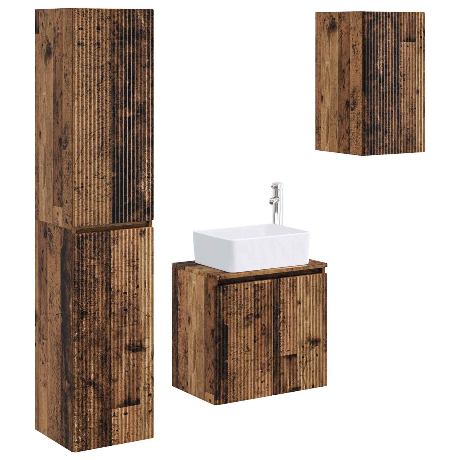 Badezimmermöbel-set 3 Stk. Altholz 33 X 34,5 X 160 Cm Vidaxl