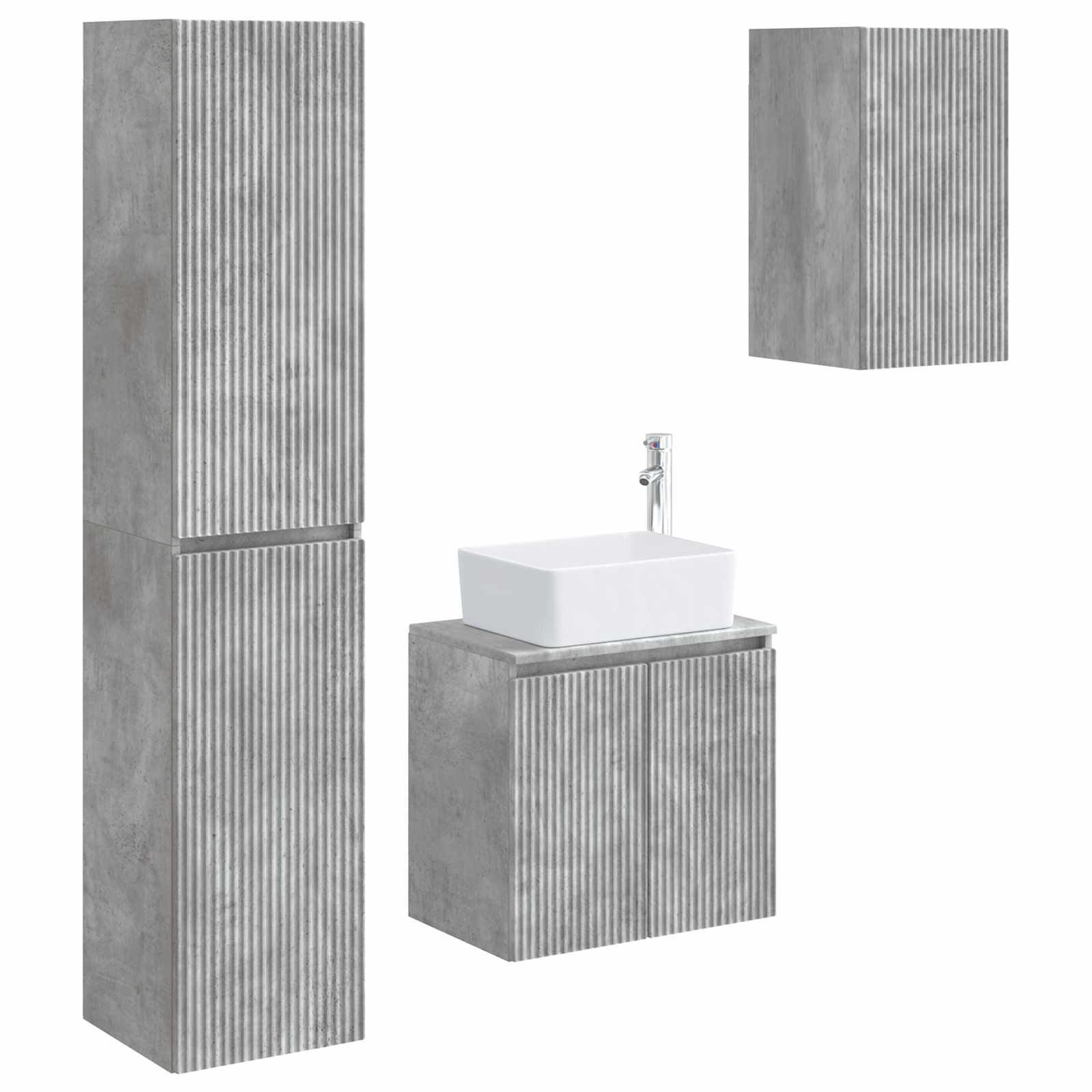 Badezimmermöbel-set 3 Stk. Betongrau 33 X 34,5 X 160 Cm Vidaxl