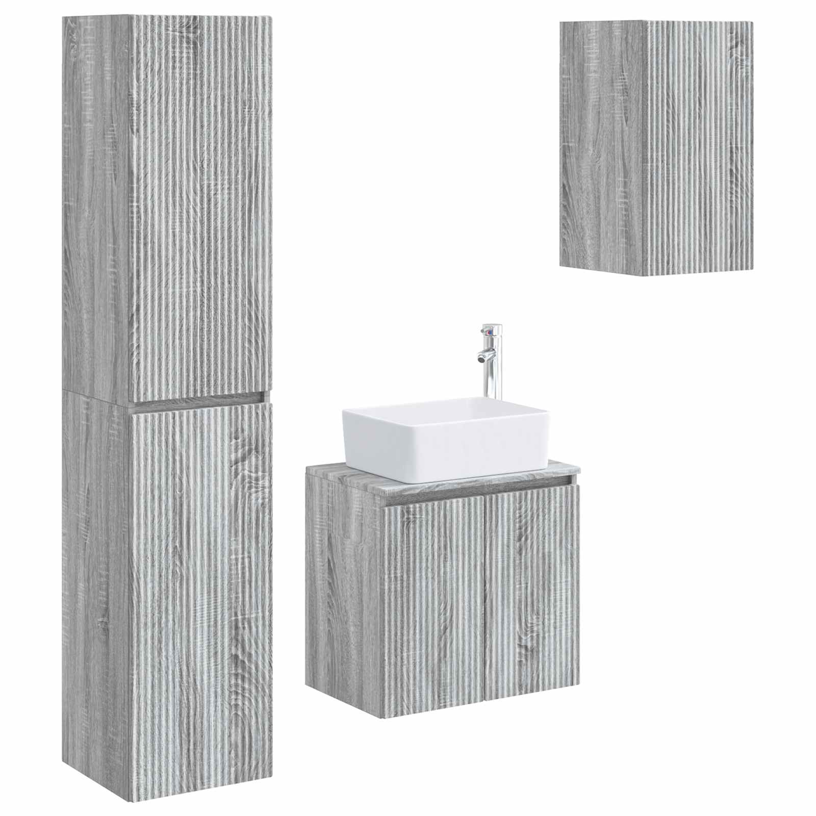 Badezimmermöbel-set 3 Stk. Grau Sonoma 33 X 34,5 X 160 Cm Vidaxl