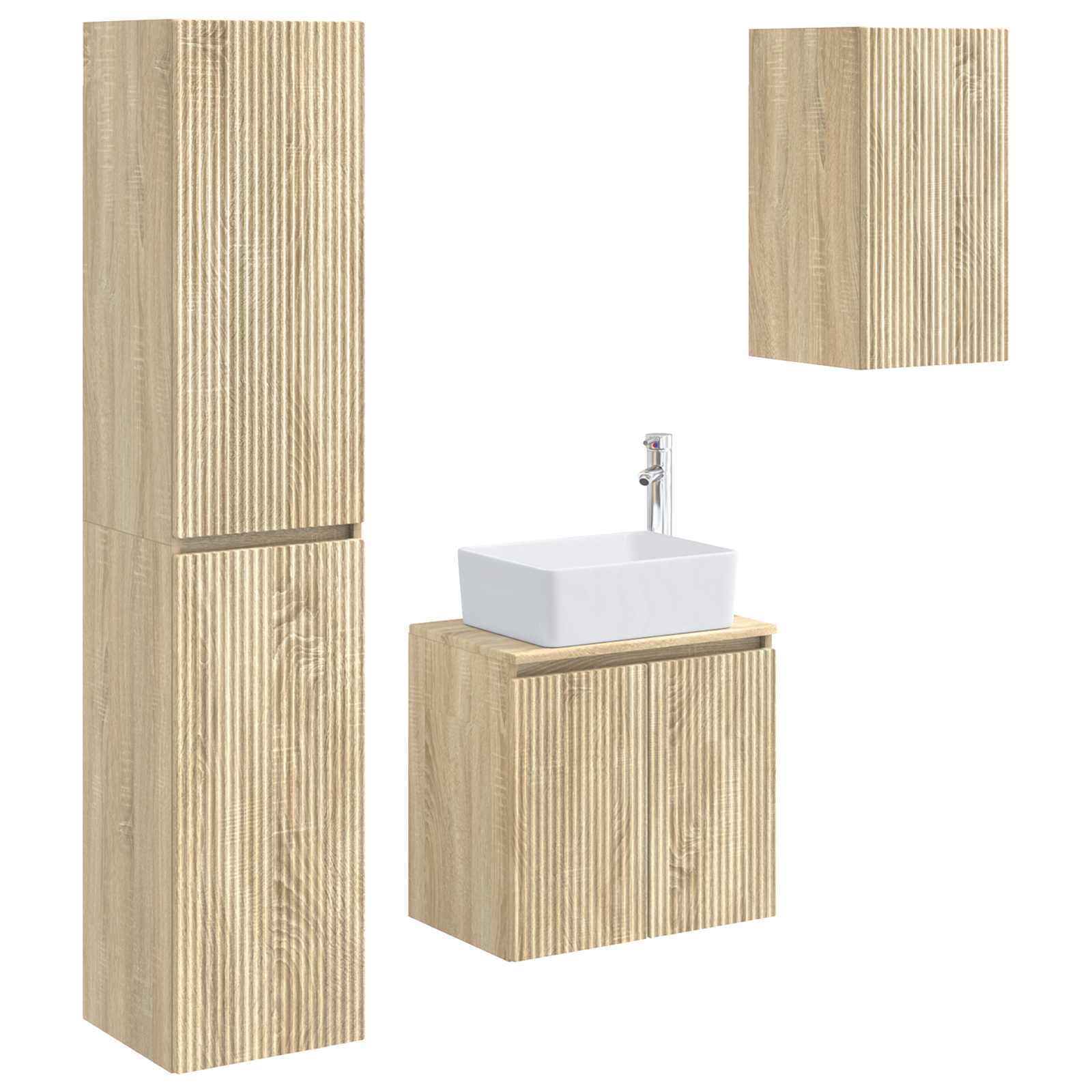 Badezimmermöbel-set 3 Stk. Sonoma-eiche 33 X 34,5 X 160 Cm Vidaxl