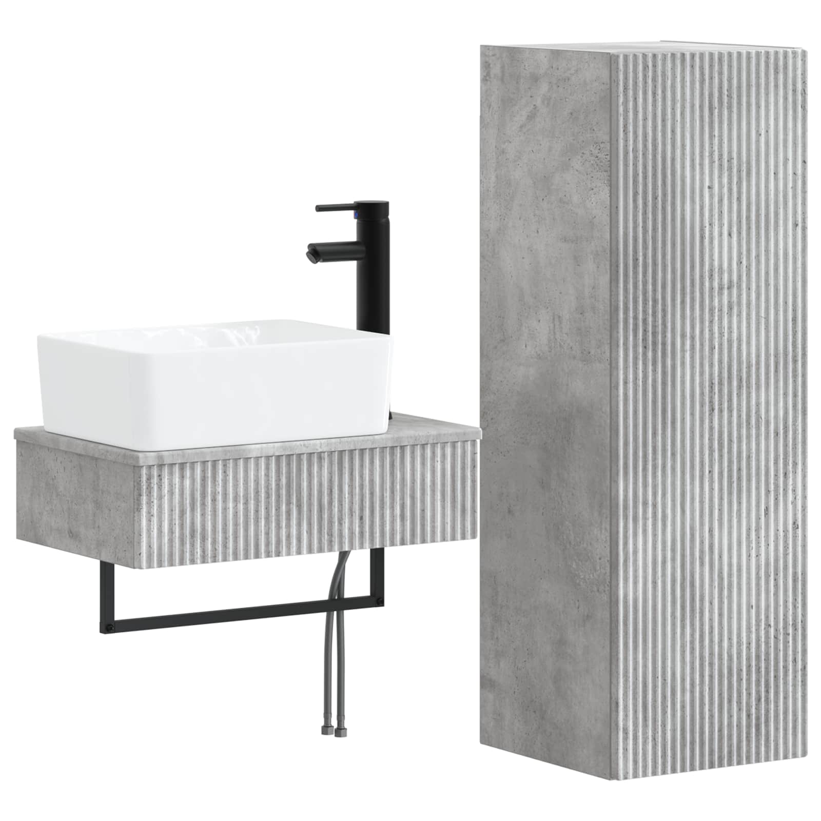 Badezimmermöbel-set 2 Stk. Betongrau 33 X 34,5 X 100 Cm Vidaxl