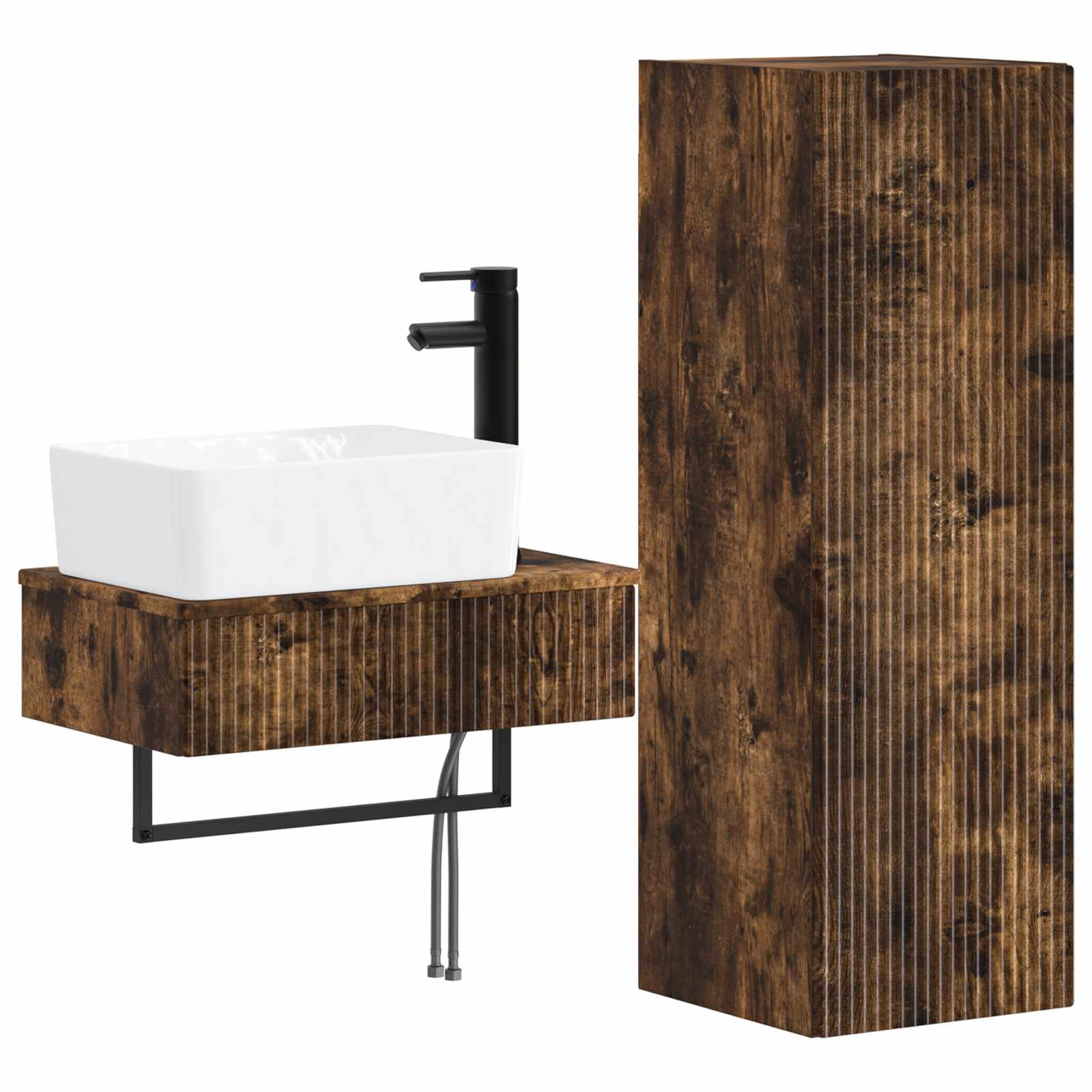 Badezimmermöbel-set 2 Stk. Geräucherte Eiche 33 X 34,5 X 100 Cm Vidaxl