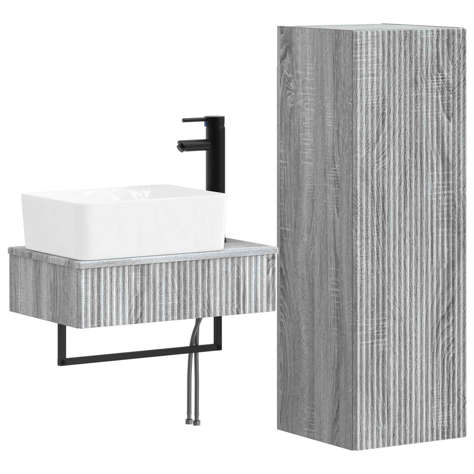 Badezimmermöbel-set 2 Stk. Grau Sonoma 33 X 34,5 X 100 Cm Vidaxl